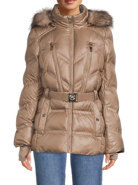 michael kors missy faux shearling trim jacket|Michael Kors leather jacket.